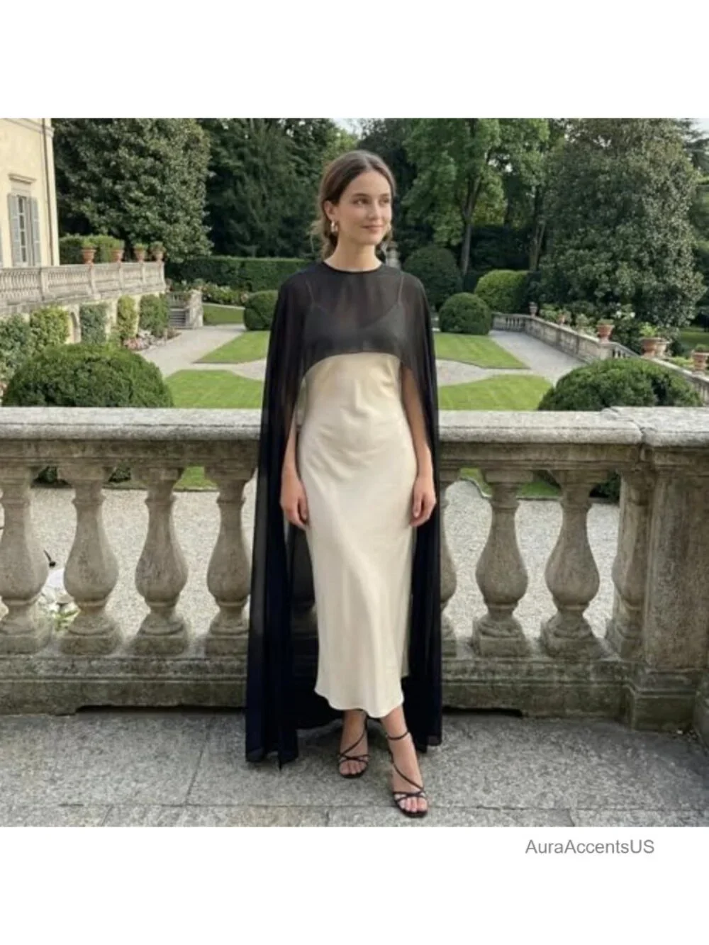 Sheer Chiffon Cape Shawl for Evening Dresses, Wedding Guest Capelet Formal